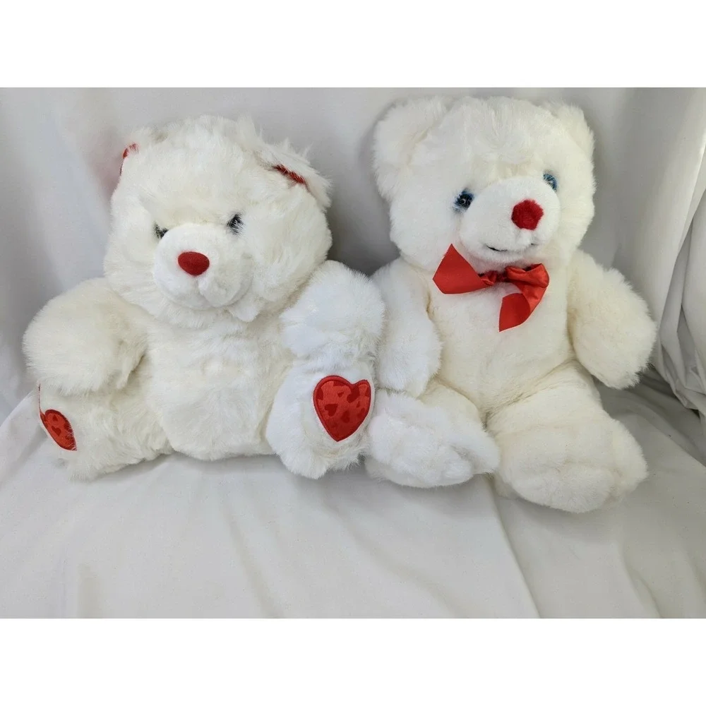 White Bear Lot Red Hearts Nose Bow Lot 18 Inch 14 Inch Mty Inttll Stuffed Animal